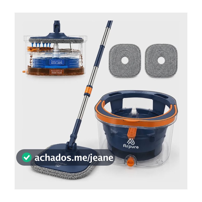 Mop 2 Águas Balde Transparente Separa A Água Limpa E Suja Azul-escuro