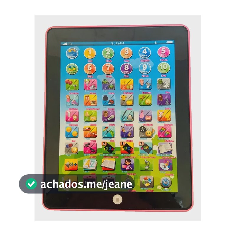 Tablet Interativo Art Brink Infantil Bilingue Para Criança Aprendendo Cor Rosa