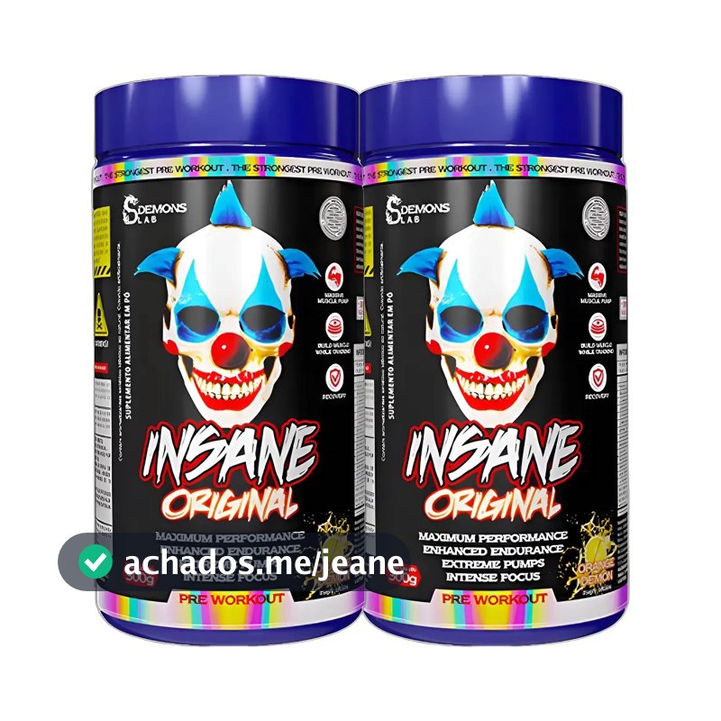 Kit 2x Pre Treino Insane Orange 300g - Demons Lab Sem Sabor