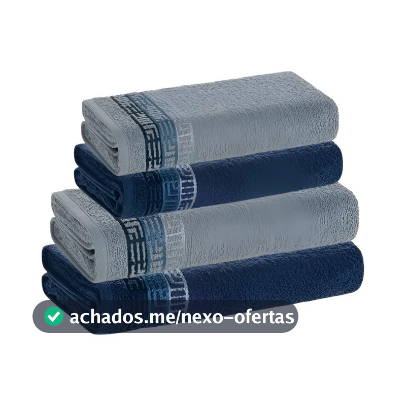 Jogo De Toalhas 4 Pçs Fio Cardado 100% Algodão Bosco Karsten Azul Serena/ Azul Naval Bosco