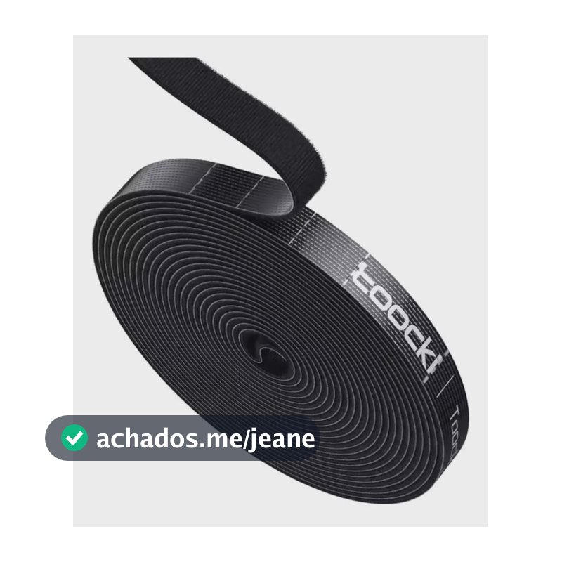 Organizador de Cabos Velcro Toocki Preto 5m Fita Dupla Face