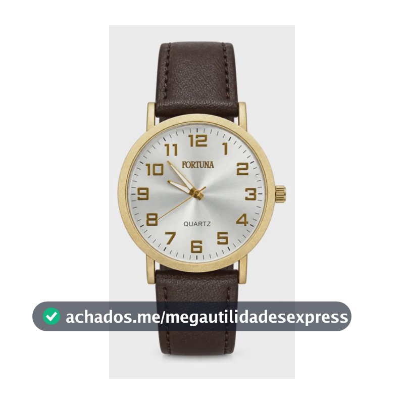Relógio De Pulso Masculino Minimalista Old Money Fortuna Marrom Cx Dourada E Branco