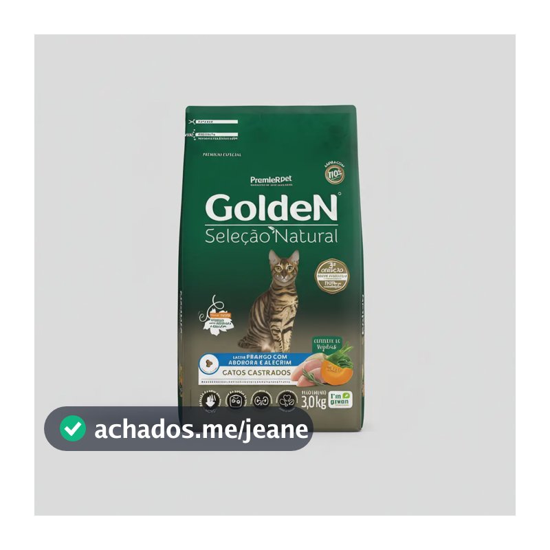 Golden Gatos Castrados Frango Alecrim E Abóbora 3kg