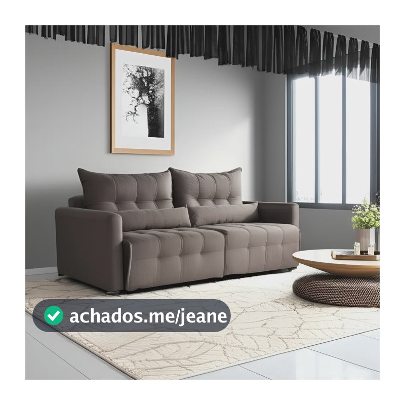 Sofá Cama Retrátil Linho Com Rinheira Bom Pastor Innova Cor Linho Marrom