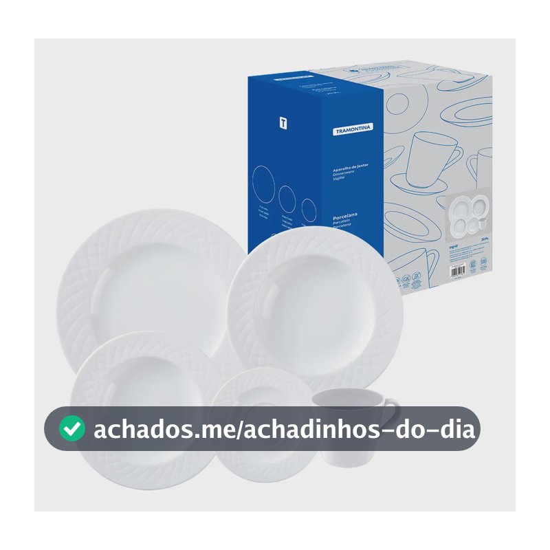 Aparelho de Jantar Ingrid em Porcelana 20 Peças Cor Branco Tramontina