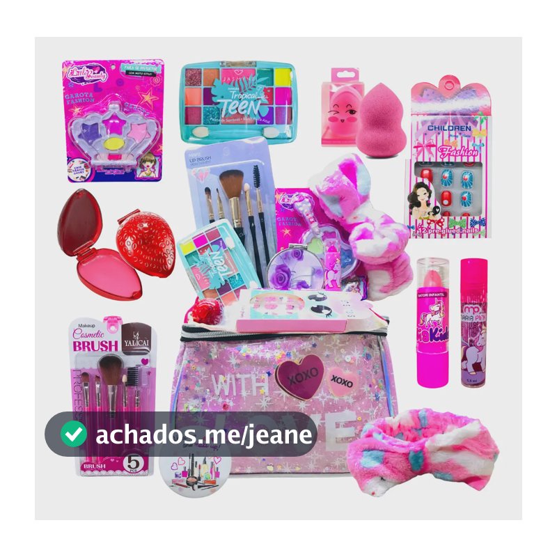 Maleta de Maquiagem Infantil Completa Best Shop Rosa 27x14x17cm