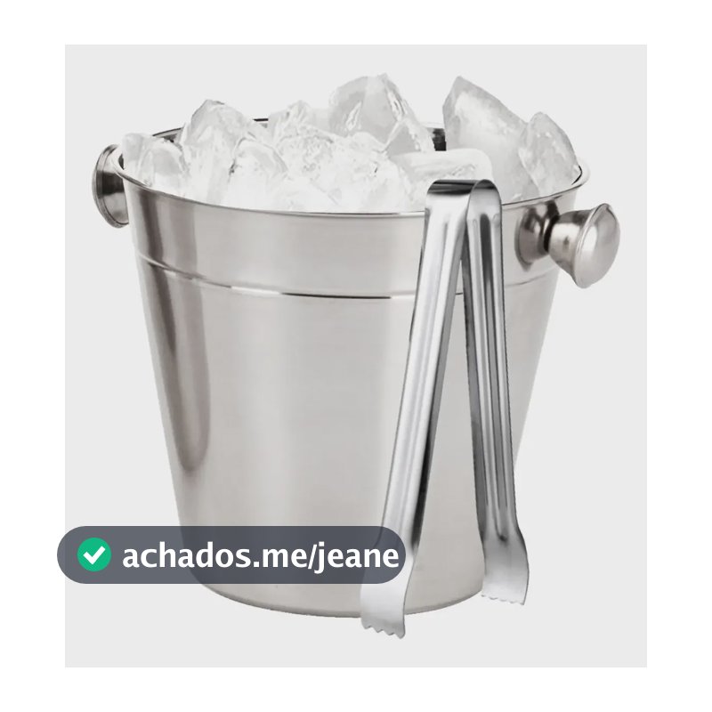 Baldinho Inox Pequeno 1,2l Com Pegador Para Gelo Pinça Balde Inox
