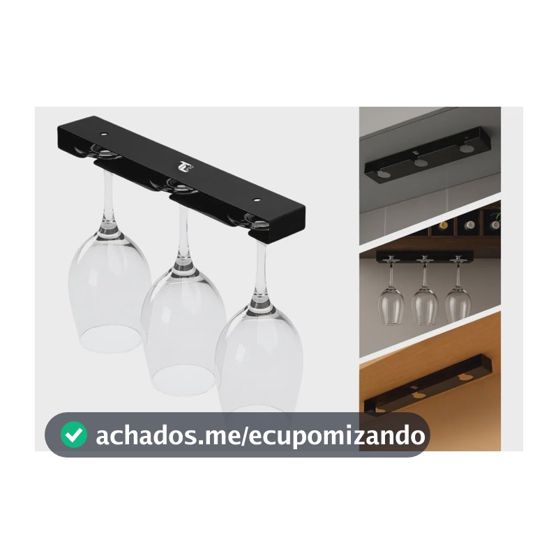 Porta Taça De Vinho Em Armário Prateleira Com Kit P/ Fixação