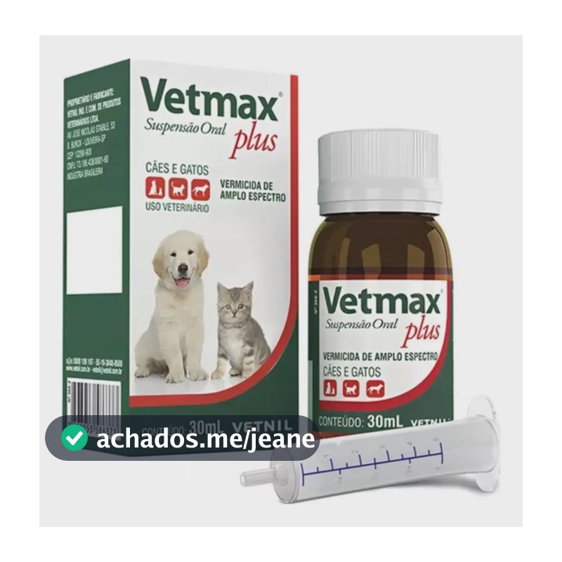 Vermífugo Vetmax Plus Filhotes Vetnil Cães E Gatos 30ml