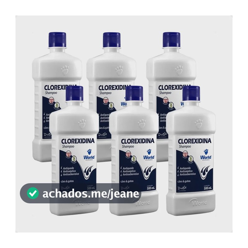 6 Shampoo Clorexidina Dugs Cães Seborreia Anti Queda 500ml