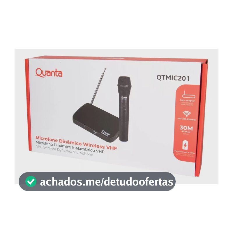 Microfone Dinâmico Vhf - Quanta Cor Preto