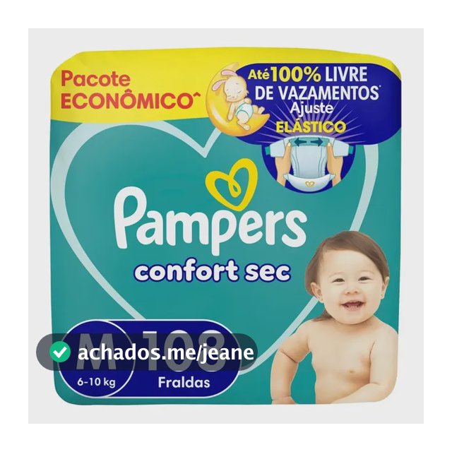 Fralda Pampers Confort Sec Tamanho M, 108 Un