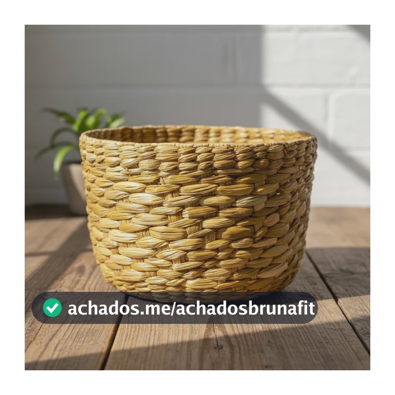 Cesto Organizador Palha Taboa Cachepot Planta P 26x15 Natural