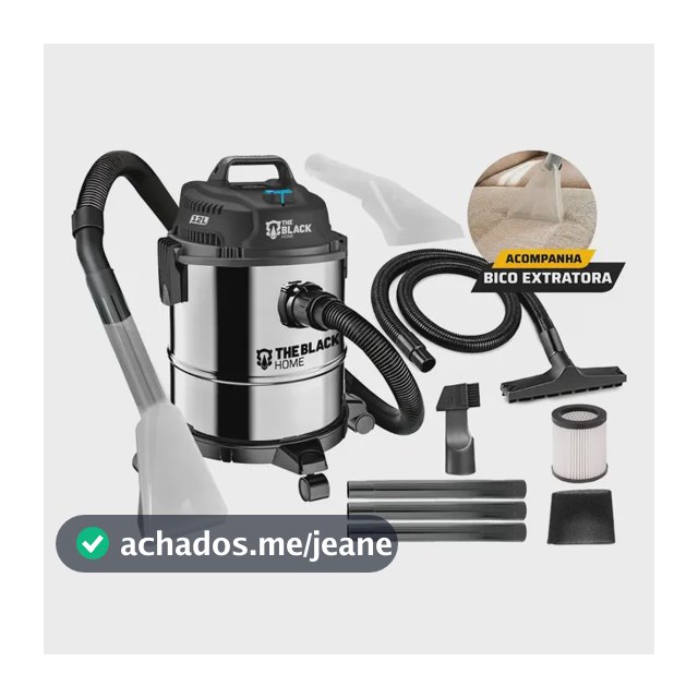 Aspirador De Pó E Água Inox Turbo 12 Litros 1200w Com Soprador E Bico Extratora Multiuso Tbac120 The Black Tools