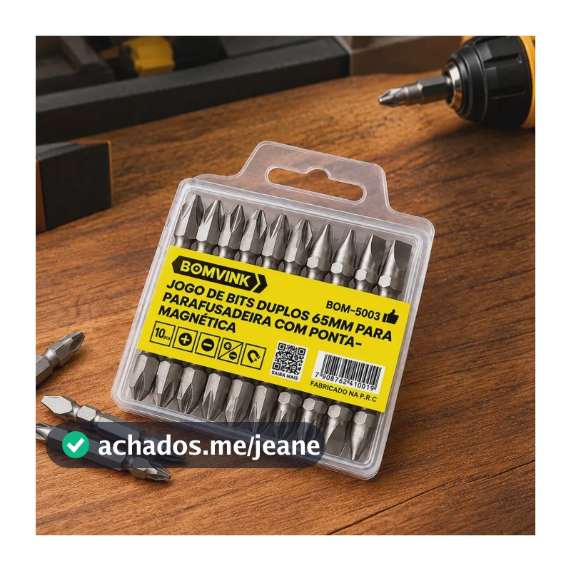 Conjunto Bits Magnetico Duplo 65mm 10 Peça Ponteira Parafusa