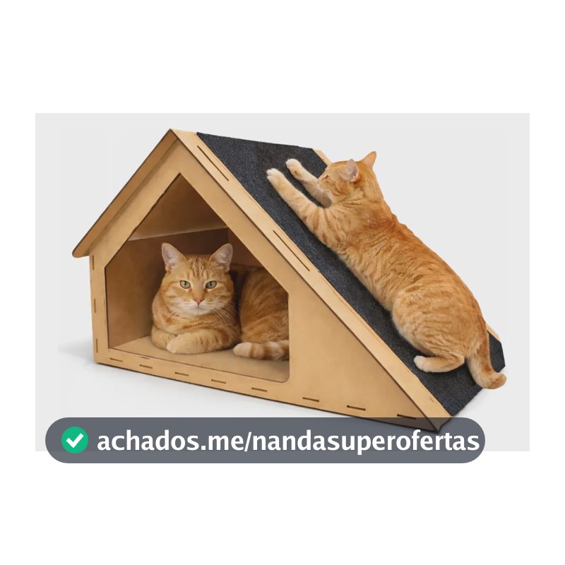 Casinha Gato Toca Arranhador Madeira Mdf Carpete 30x47x36cm - ACB Torneados em Madeiras
