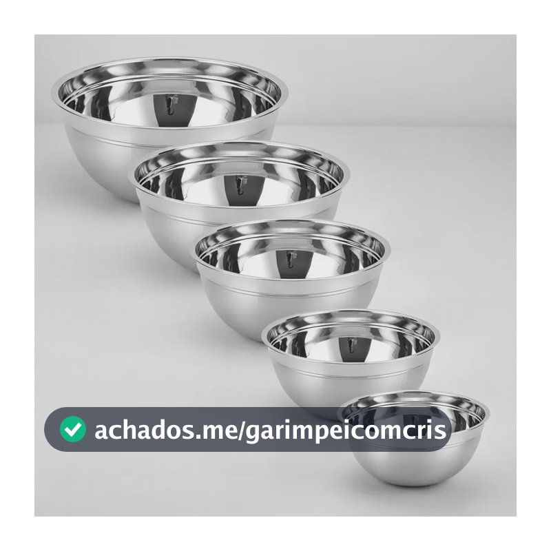 Kit Com 5 Tigelas Bowls Em Aço Inox De Excelente Qualidade