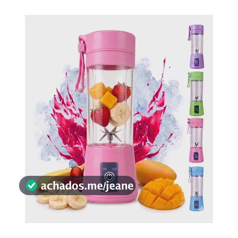 Mini Liquidificador Portátil Usb Recarregável Mixer 380ml Rosa 5v