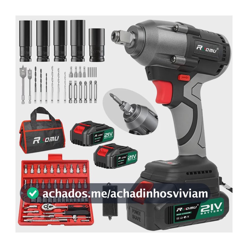Chave De Impacto A Bateria Profissional Recarregável 21v 2.0ah Brushless Parafusadeira Furadeira Alta Potência Sem Escova 2 Baterias