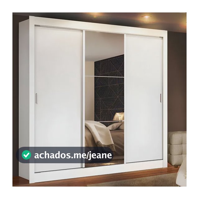 Guarda Roupa Casal Madesa Mônaco 3 Portas Correr Espelho Cor Branco 1093D81E