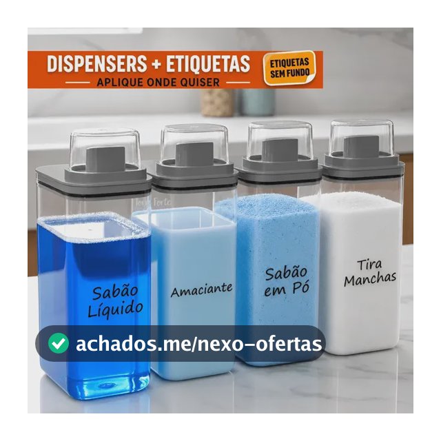 Kit 4 Dispenser Porta Sabão Organizador Lavanderia Hermético