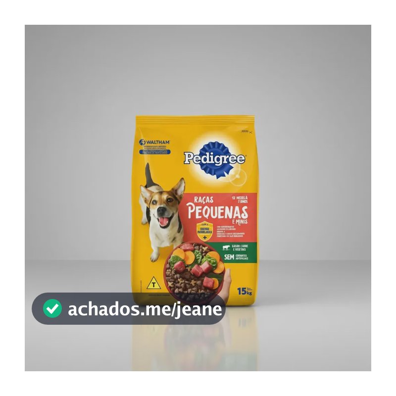 Ração Pedigree Cães Adultos Raças pequenas Sabor Carne e Vegetais de 15kg