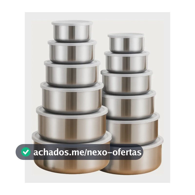 Jogo 10 Potes Tigelas Em Inox Alumínio Com Tampa Redondo 10 Prateados