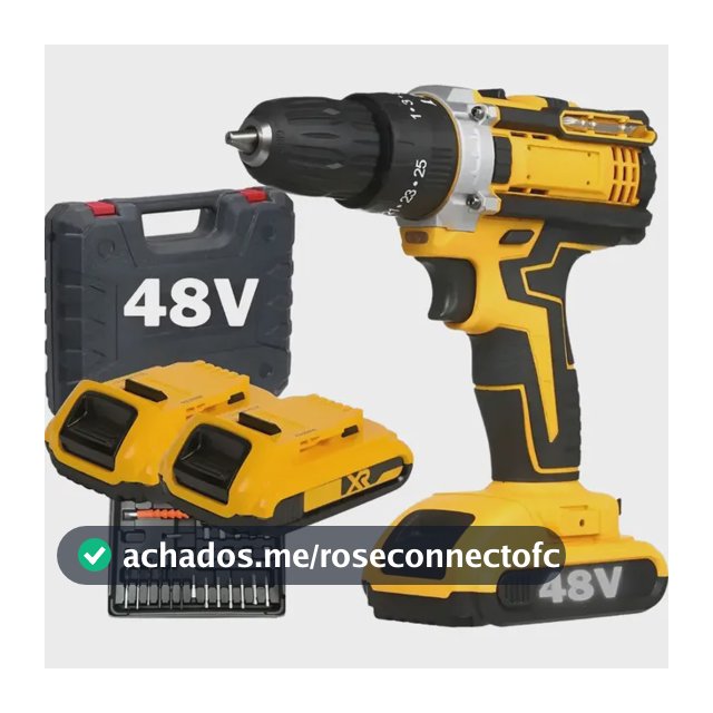 Parafusadeira Furadeira 48v Profissional +2 Baterias +maleta Amarelo 127/220v