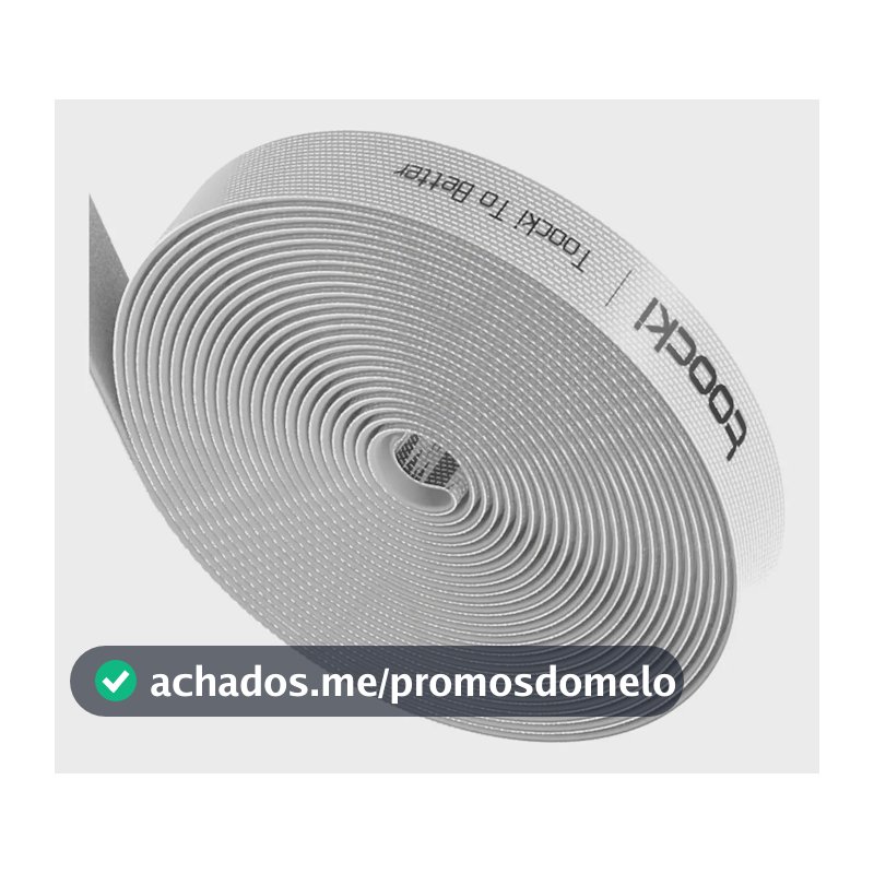 Organizador De Cabos Velcro Multiuso Color 5 Metros Toocki Cor Branco