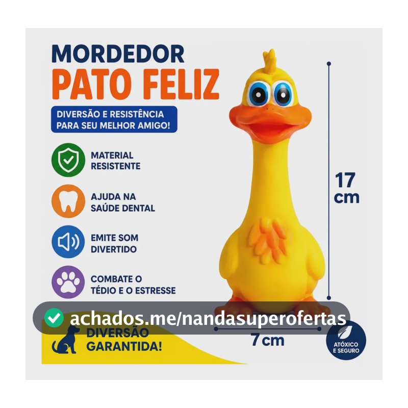 Brinquedo Interativo Mordedor Pato Feliz Pet Látex Apito Cão