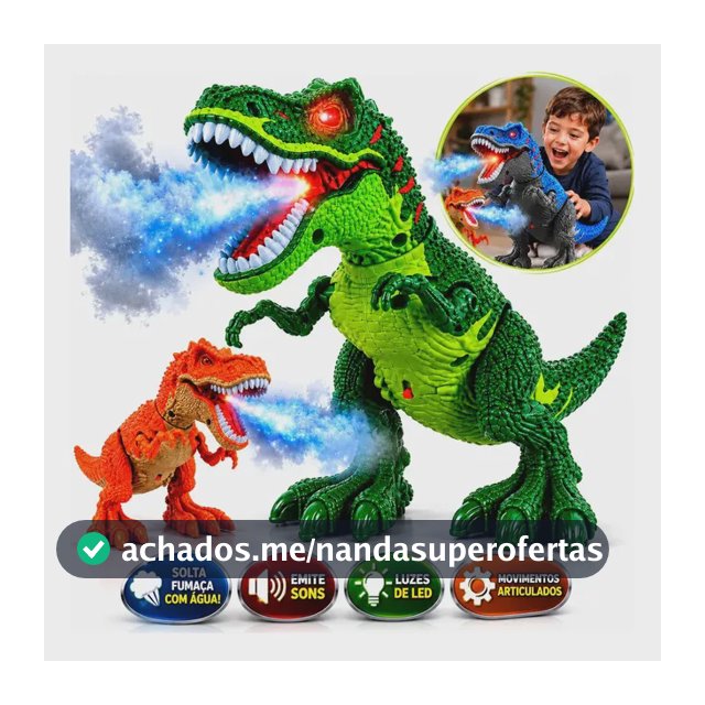 Brinquedo Dinossauro T Rex Solta Fumaça Com Rugido Som E Luz Boneco Tiranossauro Rex