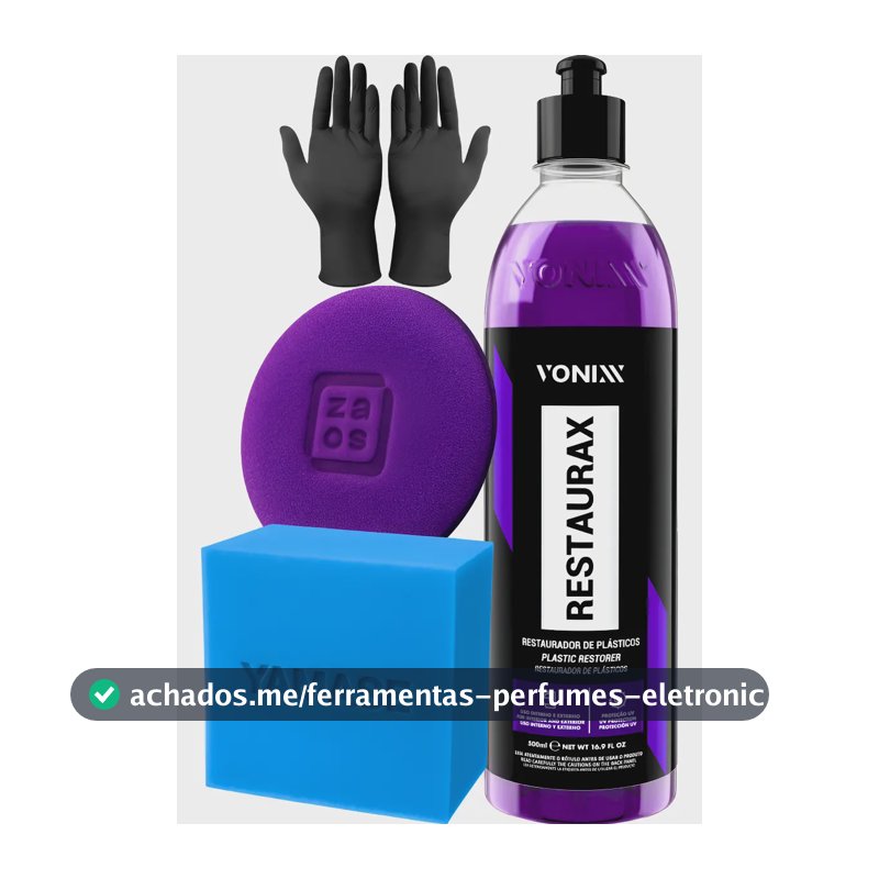 Restaurax Restaurador De Plásticos Vonixx Aplicador Luvas Preto