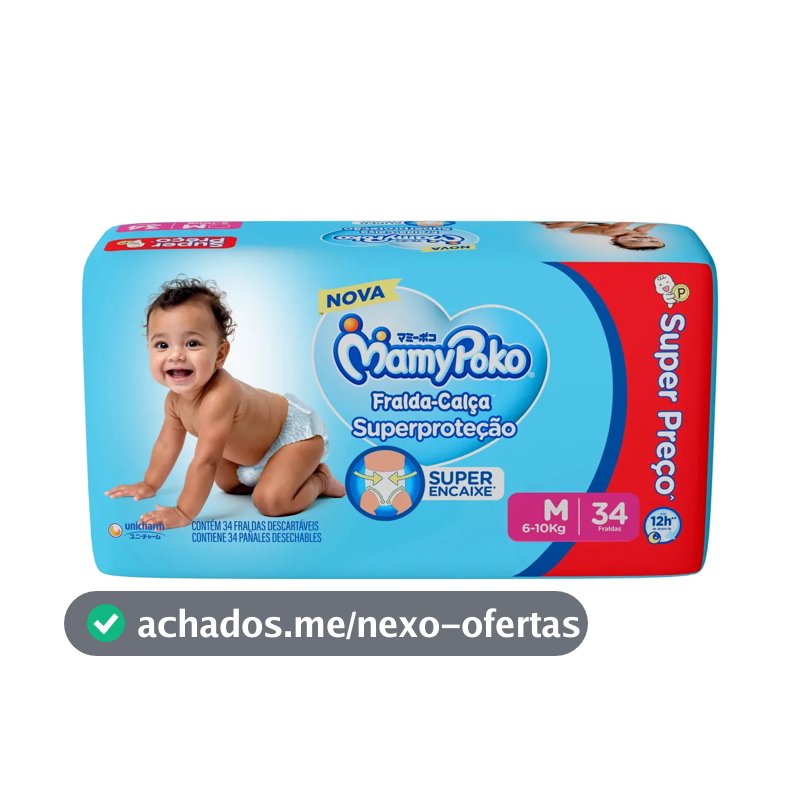 Fralda Calça Mamy Poko Superproteção Jumbo M 34 Unidades