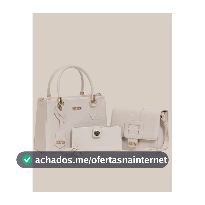 Kit Bolsa Feminina 3 Peças Promoção Relâmpago Só Hoje   Creme