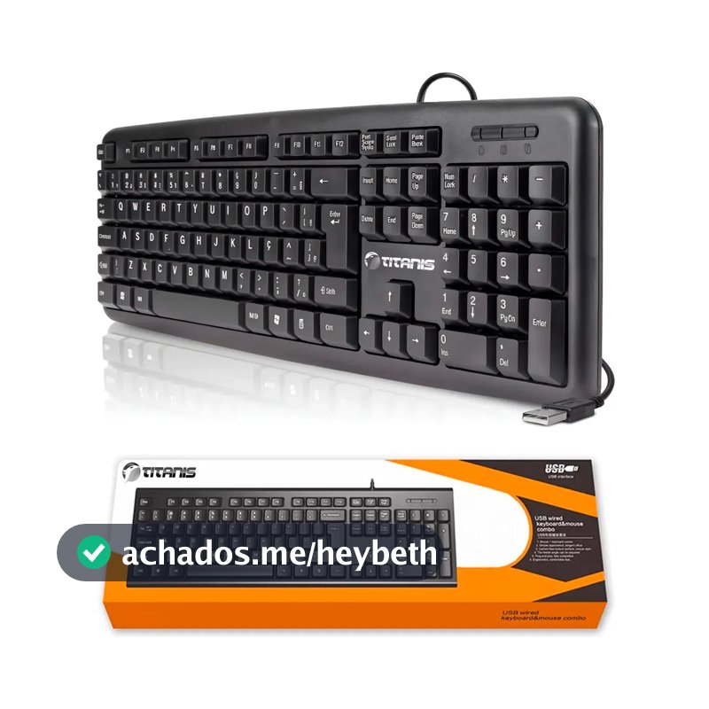Teclado Titanis USB com Fio ABNT2 Ergonômico para Computador