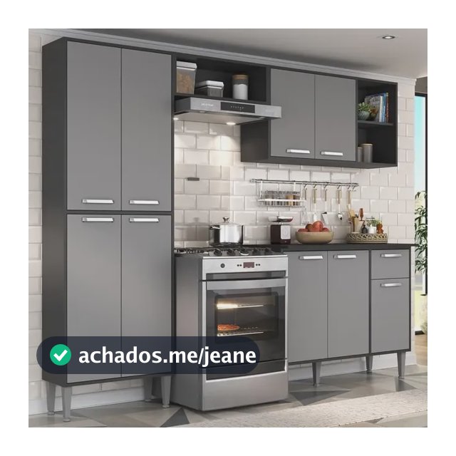 Cozinha Compacta Armário E Balcão Xangai Multimóveis Vm2840 Cor Preto/grafite