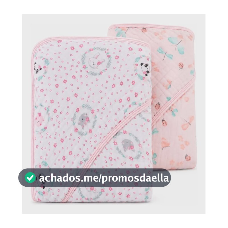 Kit 2 Toalhas Fraldas De Banho Bebê C/capuz Soft Macia Rosa