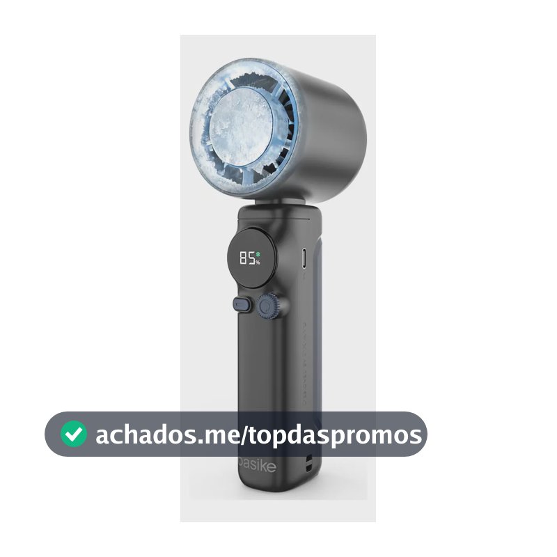 Mini Ventilador de Mão Portátil Recarregável USB com Resfriamento de Gelo 10W Alta Potência Turbo Silencioso para Verão 6000mAh，Preto
