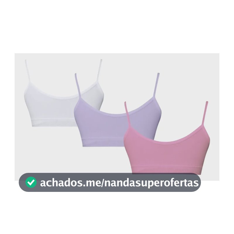 Combo 3 Soutien Básico Infantis Feminino Criança Confortável Lilás/rosa/branco Gg/tam 10-11