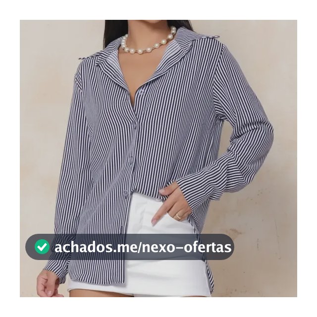 Camisa Social Feminina Clássica Listrada C/ Botões Tendência