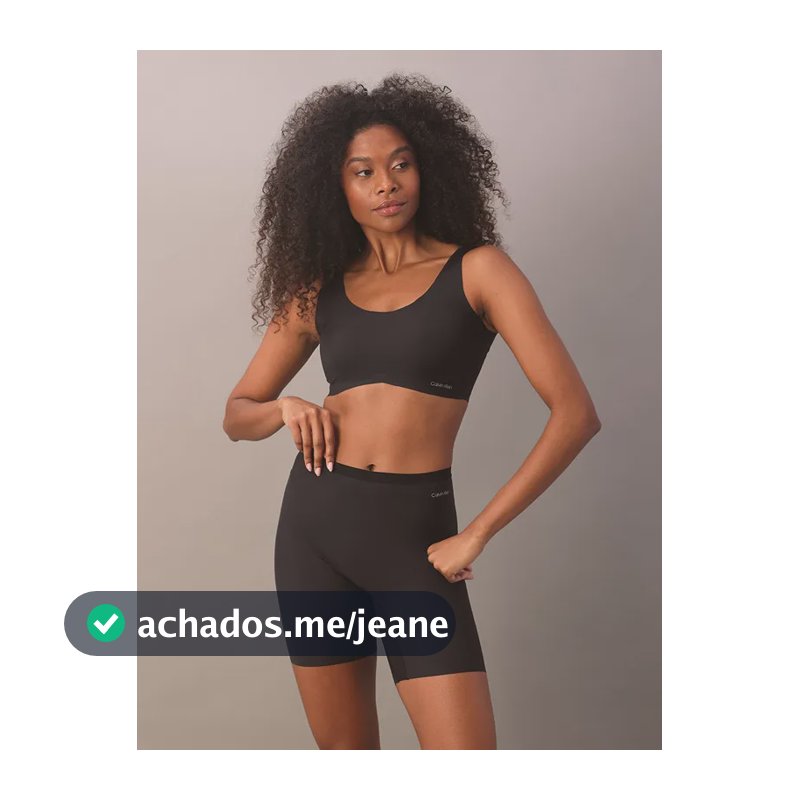 Top Regata Feminino Calvin Klein Micro Invisible Preto Liso 38 S