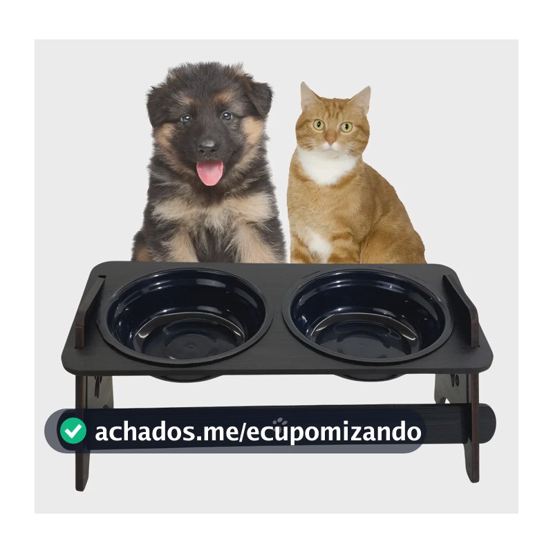 Comedouro Pet Suspenso Para Gato E Cachorro Cor Preto