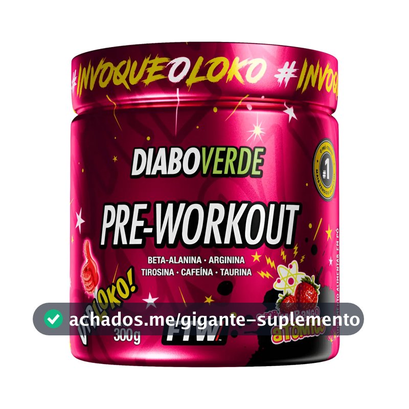 Suplemento em pó FTW Diabo verde Dip Loko! Pré treino sabor Morango Atômico x 300g