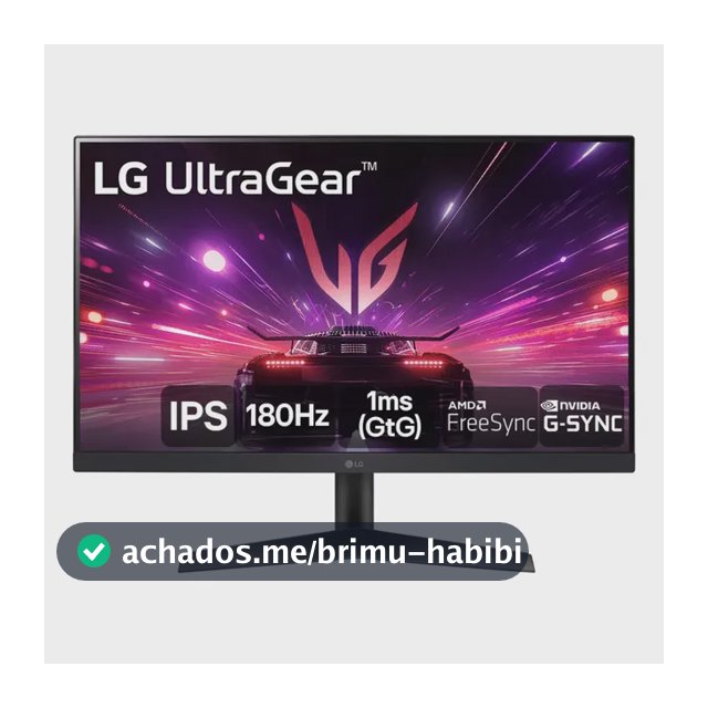 Monitor Gamer LG UltraGear 24”IPS Full HD 180Hz 1ms (GtG) NVIDIA G-SYNC AMD FreeSync HDR10 sRGB 99% HDMI DisplayPort, Preto- 24GS60F