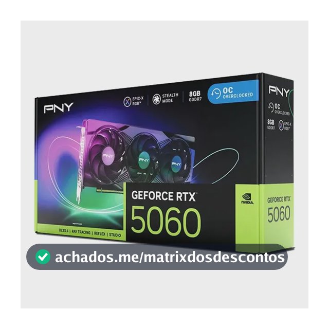 Placa De Vídeo Nvidia Geforce Pny Rtx5060 8gb Epic-x Rgb Oc