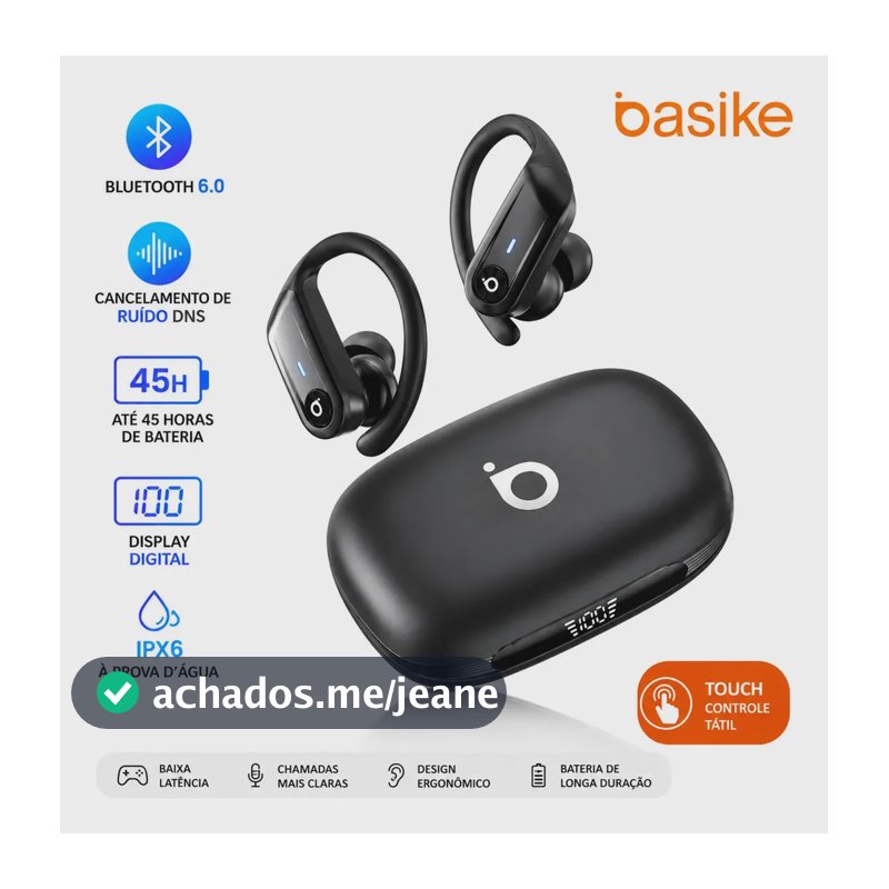 Fone De Ouvido Sem Fio TWS Bluetooth 6.0 Com Cancelamento De Ruído 45H Display Digital Baixa Latência IPX6 Esportivo Touch Para Celular Android iPhone