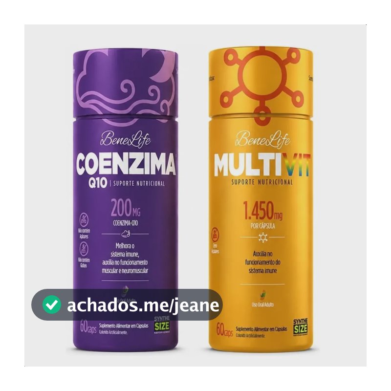 Kit Coenzima Q10 60 Caps + Multivit 60 Caps Synthesize Sem Sabor