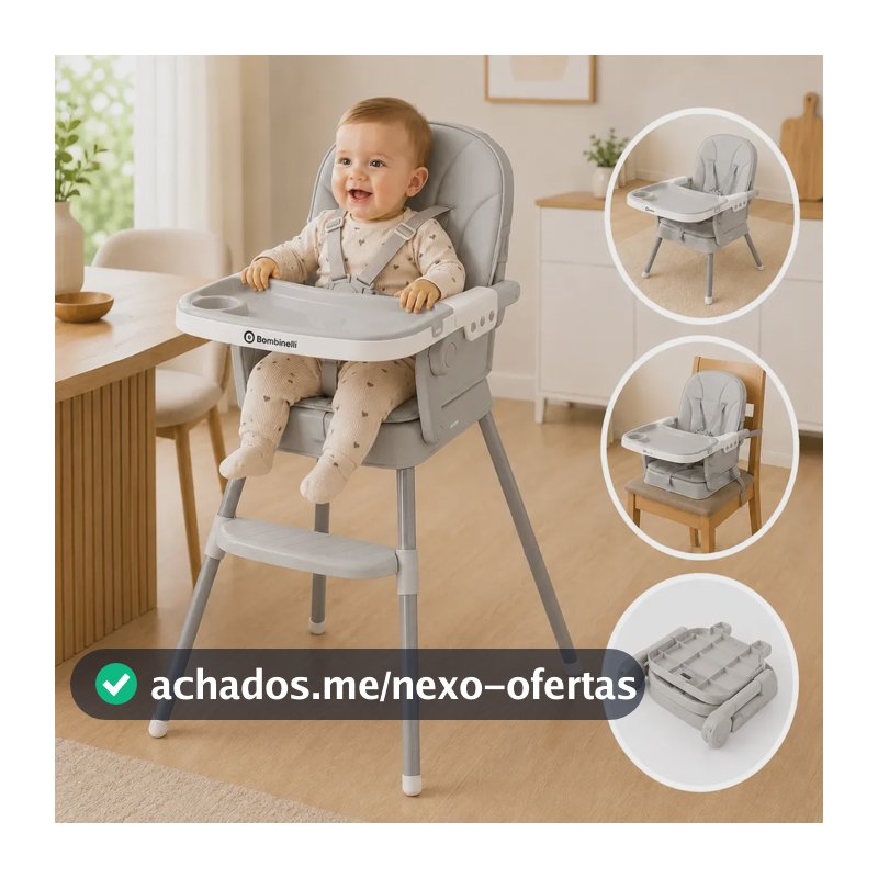 Cadeira De Alimentação Infantil Acolchoada 3 Em 1 Portátil Cor Cinza