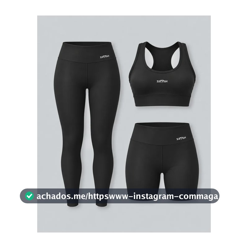 Kit Conjunto Feminino Fitness Top Nadador + Legging + Short Preto Gg