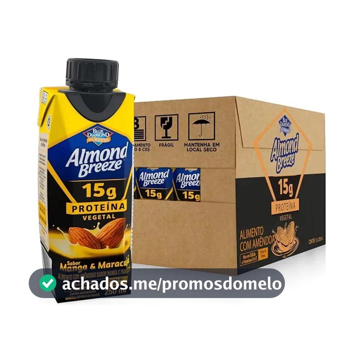 Bebida Proteica Vegana Almond Breeze Manga E Maracujá 15g Proteína Caixa Com 12